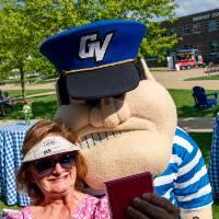 Leslie Riley taking a selfie with Louie